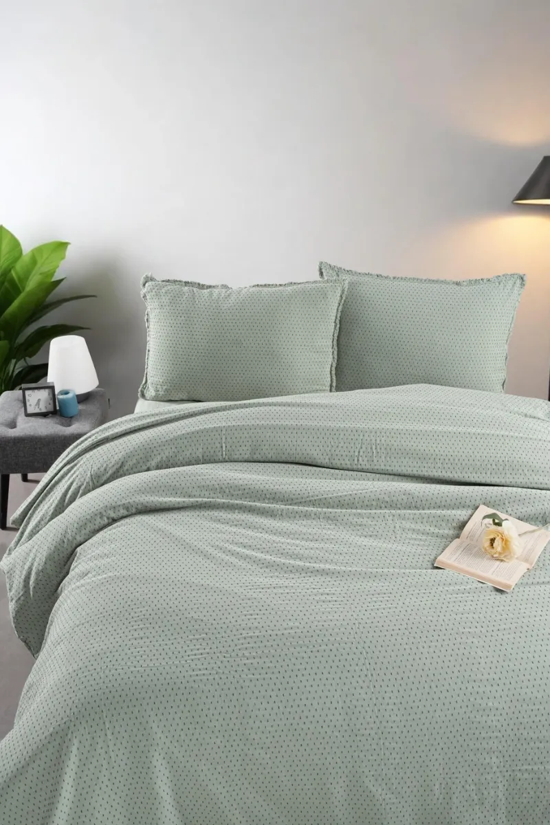 Mint Kutulu Atlamalı Nevresim Takımı